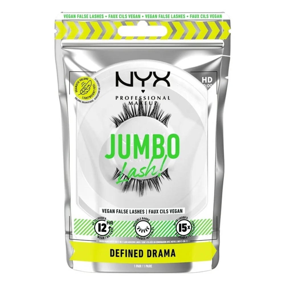 NYX Jumbo Lash Vegan False Lashes | Defined Drama | 12H 15x Wear